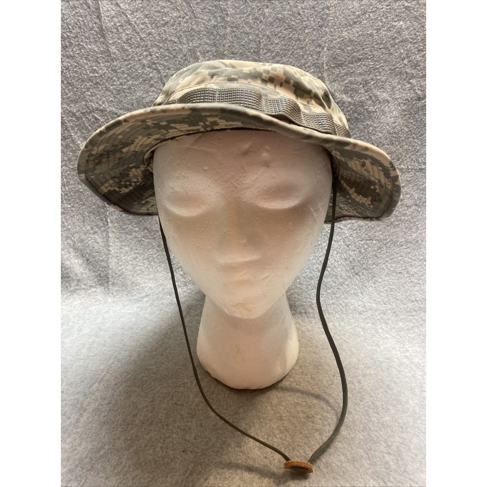 Men Sz 7 1/4 Army Green cap Camo PROPPER BUCKET HAT Breathable Chin String